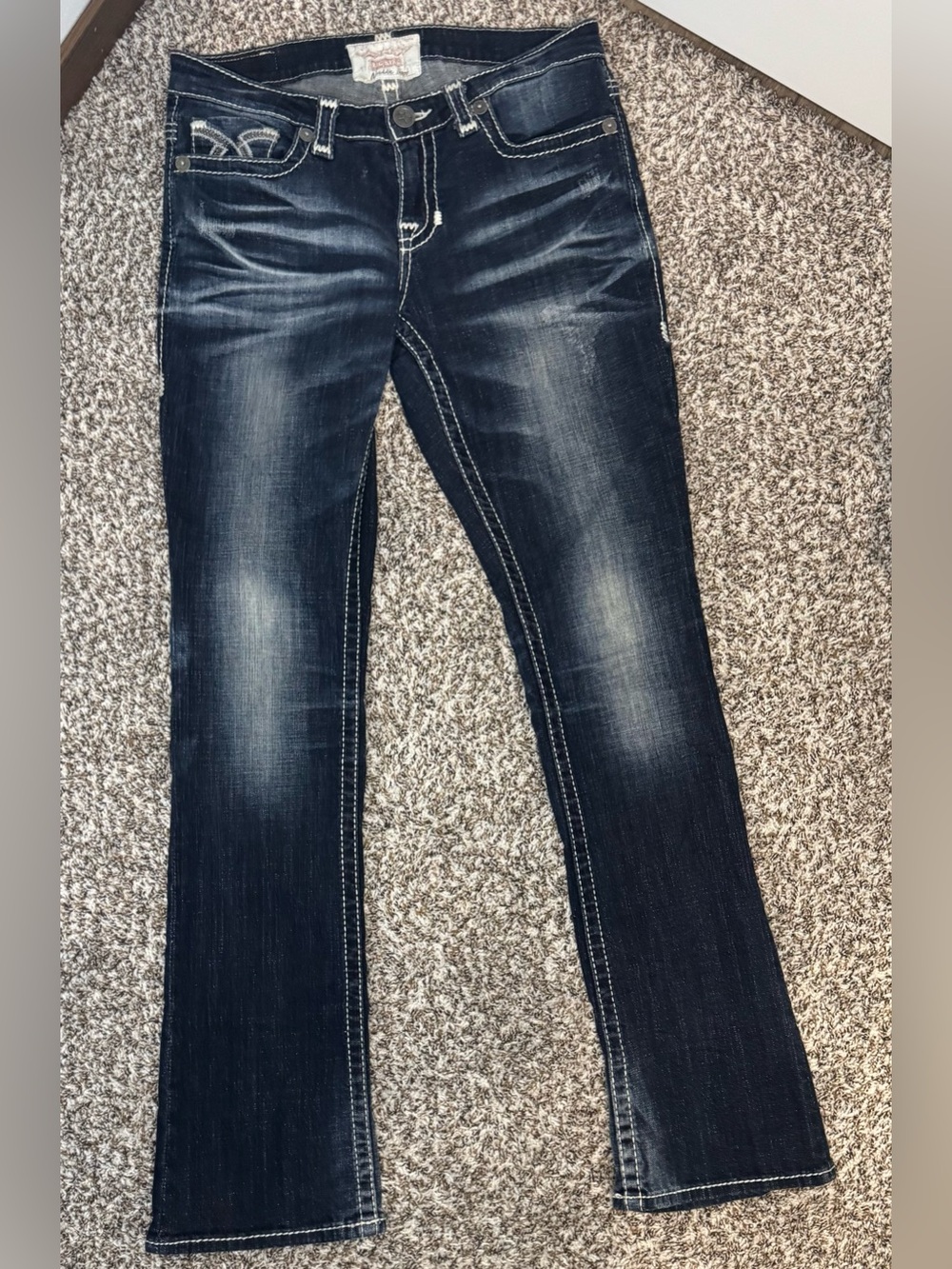 Big Star Maddie Bootcut Jeans Women’s 29L Dark Wash Thick Stitch Y2K